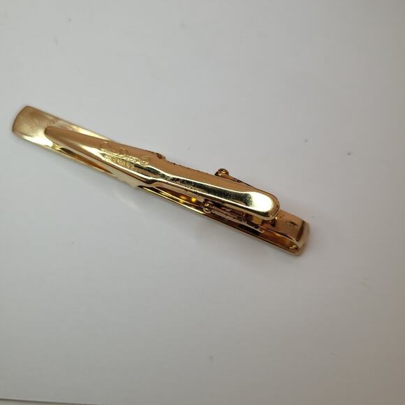 Christian Dior Tie Clip Bar Clasp Gold Tone 2in CD Vintage Made Germany Designer - Picture 5 of 9